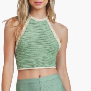 Buttermelon Green Crochet Crop Top. Size Medium NWOT